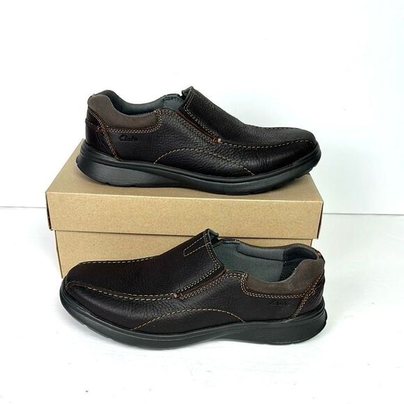 NWB Clarks Collection Cotrell Step Slip-On Shoes Brown Leather Men’s size 9W - Picture 1 of 15